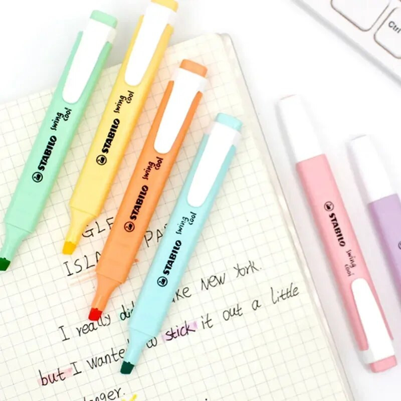 STABILO Νέα 275 Highlighters Παστέλ Μαρκαδόροι Swan Swing 6 Χρώματα Μονό Κείμενο Focus Μαρκαδόρο για Σχολικό Γραφείο 1Τμ