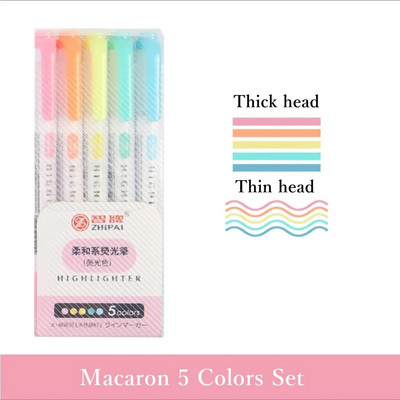 5-värviline kahe otsaga markermarkerid õpilaste värvipliiats Õpilaste kirjatarbed kawaii koolitarbed markerpliiatsid