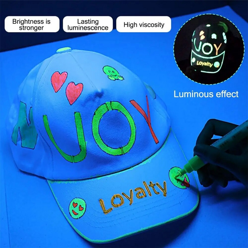 Πολύχρωμο φωτεινό στυλό Δημιουργικό στυλό ζωγραφικής με μαρκαδόρο που λάμπει στο σκοτεινό μαρκαδόρο Student φωτεινό στυλό επισήμανσης γκράφιτι