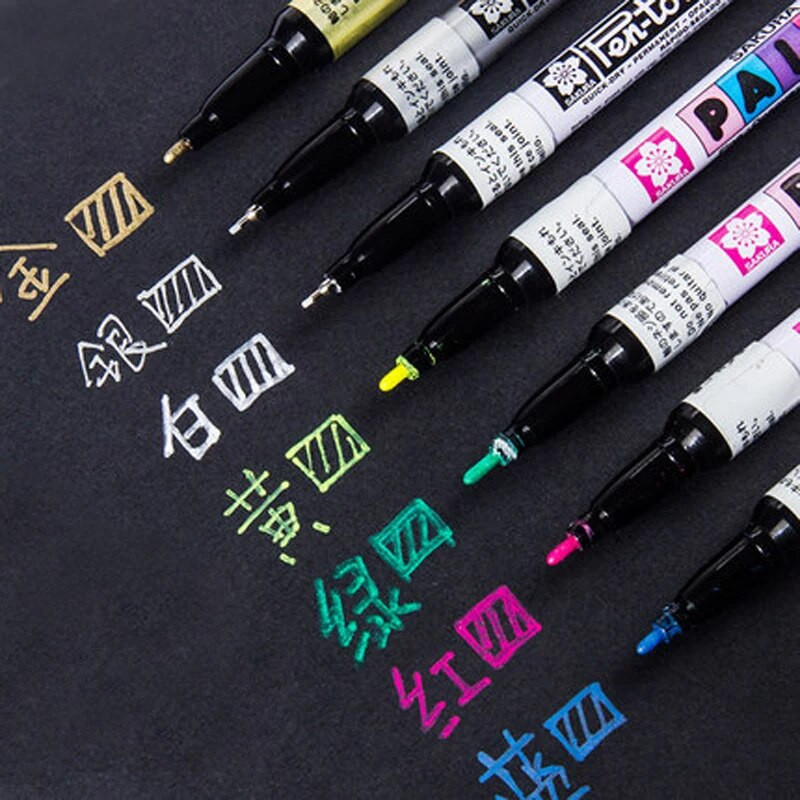 1 gab Sakura akrila marķiera klinšu krāsošanas komplekts bērniem, akmens krāsas pildspalvu komplekts, keramikas stikls, koks, DIY amatniecībai, mākslas piederumi