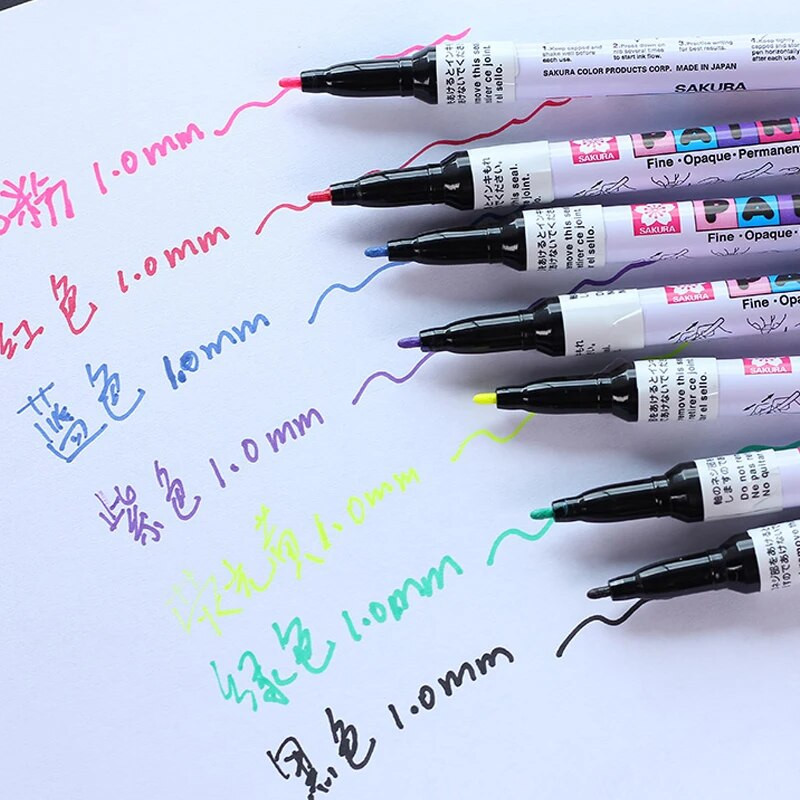 1 gab Sakura akrila marķiera klinšu krāsošanas komplekts bērniem, akmens krāsas pildspalvu komplekts, keramikas stikls, koks, DIY amatniecībai, mākslas piederumi