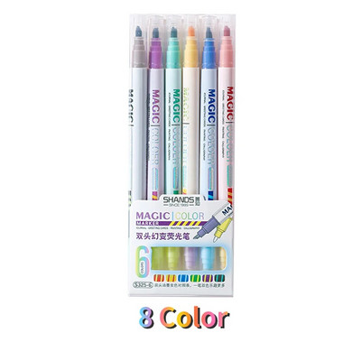 6/12 tk/karp Kahe otsaga värvimuutev esiletõstupliiats Õpilase grafiti joonistusmarker Kirjatarbed Kooli kontoritarbed