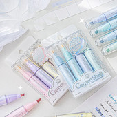 4 subtilių spalvų metalinių blizgučių paryškintuvų rinkinys su kaltų antgaliais, lanksčiu linijos pločiu ir nedėmėtu vandens pagrindu pagamintu rašalu