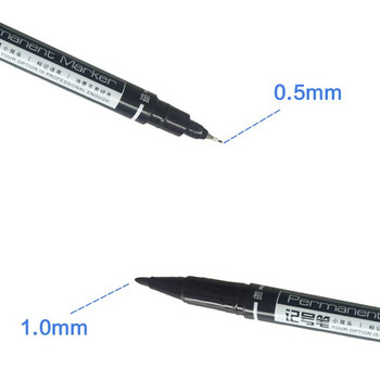 3 τεμ./συσκευασία μόνιμοι μαρκαδόροι με δύο μύτες, λεπτό σημείο, (Μαύρο, μπλε, κόκκινο) Μελάνι, 0,5 mm-1 mm