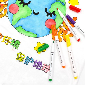 8 Χρώματα/Σετ Υφασμάτινο Μαρκαδόρο Στυλό Ρούχα T-shirt T-shirt Textile DIY Crafts Graffiti Pigment Painting Pen School & Office Stationery