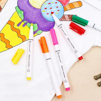 8 Χρώματα/Σετ Υφασμάτινο Μαρκαδόρο Στυλό Ρούχα T-shirt T-shirt Textile DIY Crafts Graffiti Pigment Painting Pen School & Office Stationery