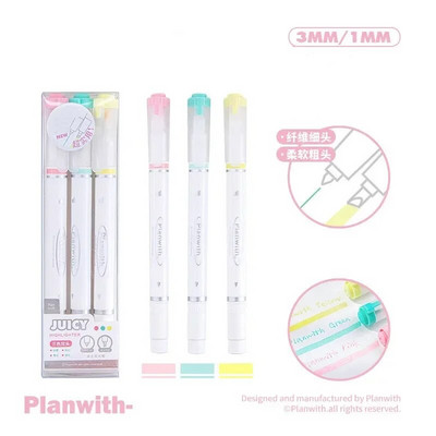 3 tk Armas värvimarker Lihtsus Korea moe loominguline esiletõstja, kahepealine isetegemise väljalõigete albumi tegija pliiatsi kirjutustarvikud