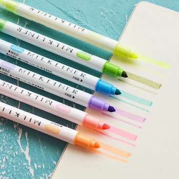 12 бр. Milk Liner Pens Set Dual Side Bold Fine Tip Protect Eyes Мек цвят Маркер за рисуване Office School A6103