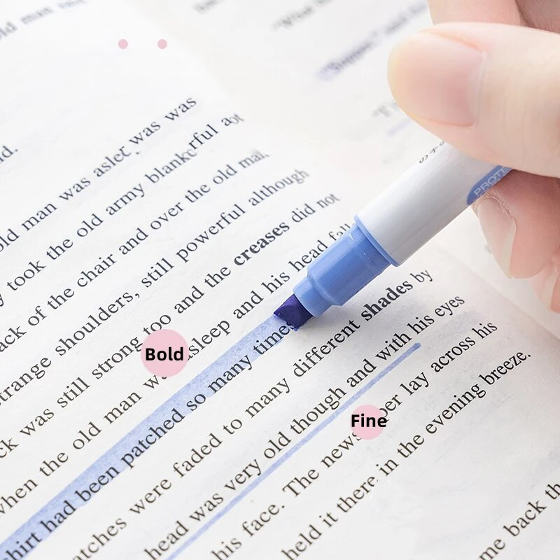 12gab Piena laineru pildspalvu komplekts ar abām pusēm, trekniem, smalkiem galiem, aizsargā acis Vieglas krāsas izgaismotājs Marķieris Zīmējums Biroja skola A6103