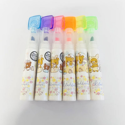 6 buc. AIHAO HM5320 Rilakkuma Mini Highlighter Minunat desene animate vopsea Marker Pen Scoala Birou Birou Papetarie Furnizare Kawaii