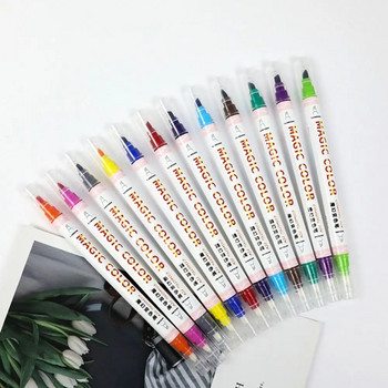 Δυνατότητα αλλαγής χρώματος Highlighter Magic Water Color Pen Drawing Discoloor Pen Dual-side Fluorescent Erasable Marker Liner Art Pen