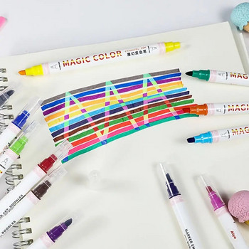 Може да промени цвета на хайлайтъра Magic Water Color Pen Drawing Discolor Pen Двустранен флуоресцентен изтриваем маркер Liner Art Pen