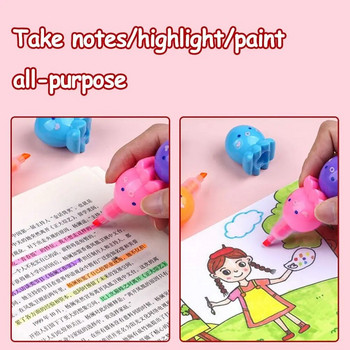 5 цвята/кутия котешки нокът мечка във формата на сърце хайлайтер карикатура студент линия цветен маркер химикал ръчна писалка за сметка училищни офис консумативи