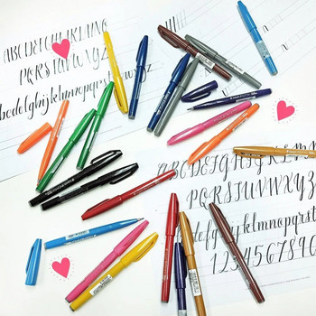 Μαρκαδόρος Pentel Έγχρωμο Μαρκαδόρο Μολύβι τσόχα Καλλιγραφία Σχέδιο Πινέλο Πέννα Σχολική Γραφική Είδη Γραφείου 12 Χρώμα Στυλό SES15C