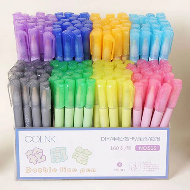 1 vnt Spalvotas kontūras Dviejų linijų rašiklis, blykstės, žymeklis, rašiklis Scrapbooking tapyba, paryškinimo rašikliai Biuro reikmenys