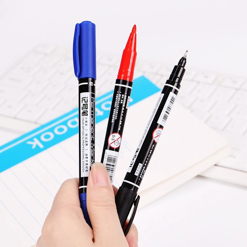 3 vnt Marker Pens Geras vandeniui atsparus rašalas, plonas antgalis Neapdorotas antgalis, juodas Naujas nešiojamas smulkių spalvų rašiklis 3 spalvų derinys