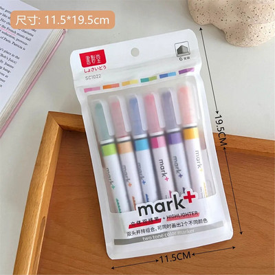 6 ks/sada zvýrazňovačov, fixiek, štetcov, fluorescenčných kresliarskych zvýrazňovačov, obojstranných pier, pastelových písacích potrieb