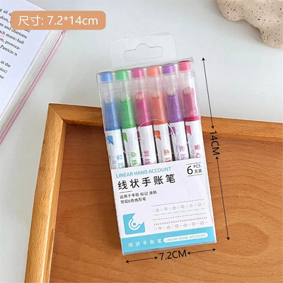 6 ks/sada zvýrazňovačov, fixiek, štetcov, fluorescenčných kresliarskych zvýrazňovačov, obojstranných pier, pastelových písacích potrieb