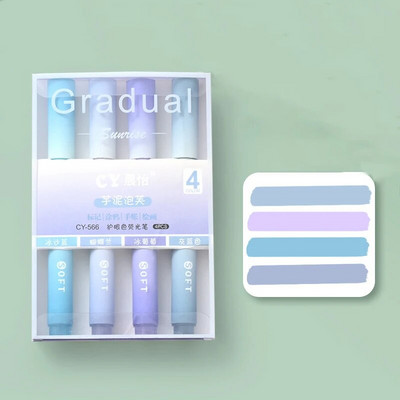 4gab Kawaii Gradual Highlighter Pildspalvas Jauki zīmēšanas krāsošanas rīki Skolēniem Piezīmju marķieri Korejas kancelejas piederumi Skolas biroja piederumi