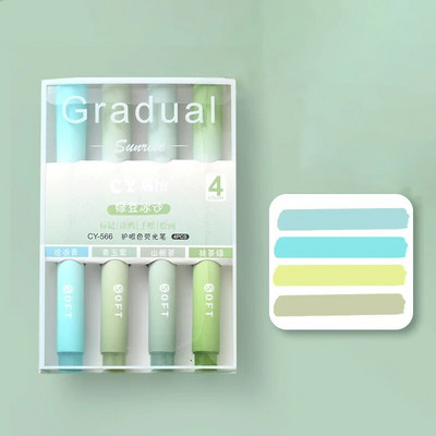 4gab Kawaii Gradual Highlighter Pildspalvas Jauki zīmēšanas krāsošanas rīki Skolēniem Piezīmju marķieri Korejas kancelejas piederumi Skolas biroja piederumi
