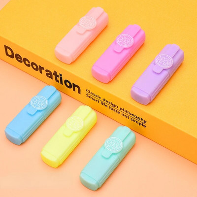 6 τεμάχια/Παρτίδα Κάψουλα μελιτζάνας σε σχήμα κινουμένων σχεδίων επισήμανσης Σχολική γραφική ύλη Μαθητές Προμήθειες σχεδίου Kawaii Mini μαρκαδόρος ζωγραφικής