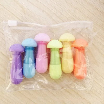 6 τεμάχια/Παρτίδα Κάψουλα μελιτζάνας σε σχήμα κινουμένων σχεδίων επισήμανσης Σχολική γραφική ύλη Μαθητές Προμήθειες σχεδίου Kawaii Mini μαρκαδόρος ζωγραφικής