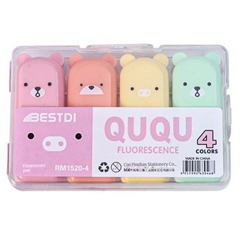 6PCS/Set Bear Mini Fluorescent Highlighter Pen Kawaii Pastel Marker Pens Канцеларски материали Escolar Papelaria Ученически пособия