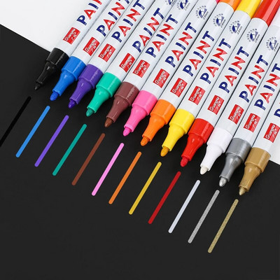 12 színű festékjelölő toll fakulásálló autógumi gumiabroncs futófelület CD fém tartós