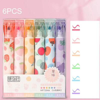 Divu galu marķieri, jauki konfekšu marķieri maigās dažādās krāsās ar augļu garšu, žurnālu plānotāja piezīmju skolas birojam