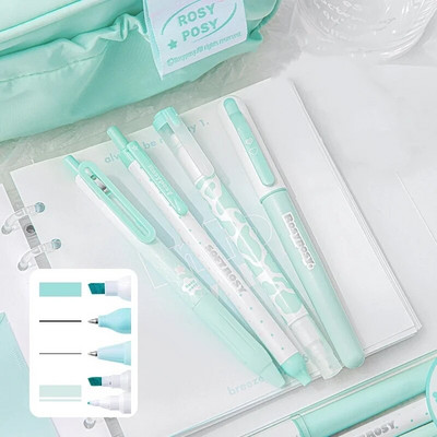 4 tk kreemjas esiletõstja, musta tindiga geelpliiatsi markeri lainer Color Sense kirjutuspliiatsi komplekt kahepealise fluorestsentspliiatsi Kawaii kirjatarbed