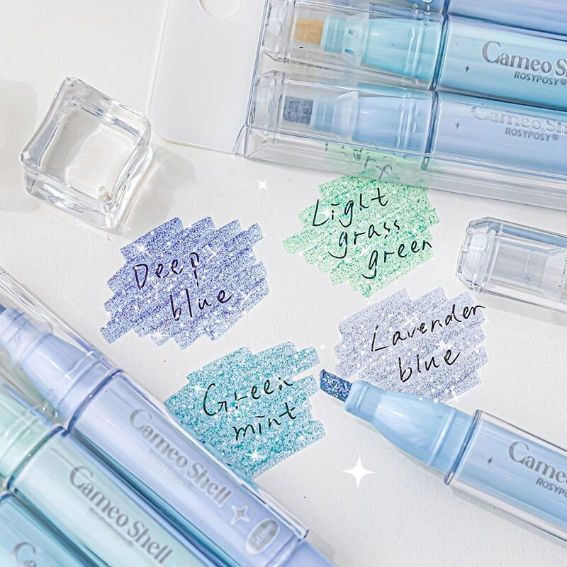 4gab Cameo Shell izgaismotāju pildspalvu komplekts Mini portatīvā izmēra īpaši mirdzošs marķieris zīmēšanas krāsai A7484