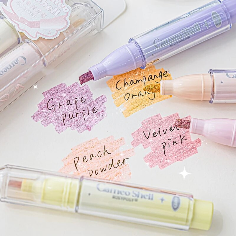 4gab Cameo Shell izgaismotāju pildspalvu komplekts Mini portatīvā izmēra īpaši mirdzošs marķieris zīmēšanas krāsai A7484