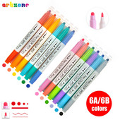 Σετ highlighter 6 χρωμάτων Διπλή μύτη Στρογγυλή κουκκίδα καινοτομία Έγχρωμη κουκκίδα Ζωγραφική έγχρωμοι μαρκαδόροι Χειρός λογαριασμός Journal Planner στυλό