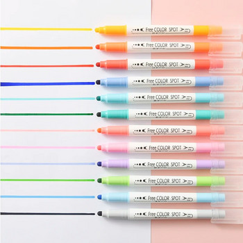 Комплект хайлайтери с 6 цвята Писалка с кръгли точки с двоен връх Новост Цветни маркери за рисуване на точки Цветни маркери Химикалки за планиране на дневник за сметка