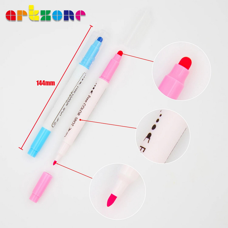 Σετ highlighter 6 χρωμάτων Διπλή μύτη Στρογγυλή κουκκίδα καινοτομία Έγχρωμη κουκκίδα Ζωγραφική έγχρωμοι μαρκαδόροι Χειρός λογαριασμός Journal Planner στυλό