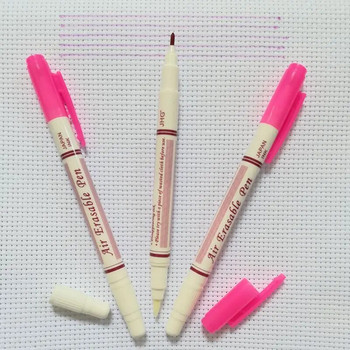 JHG Double Side Pink Air Erasable Pen Fabric Paint Marker Cross Stitch Markers for Fabric Knitting Needle Tools Paint Pen Craft