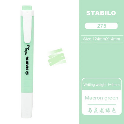 1 τμχ γερμανικό STABILO highlighter Macron χρώμα παστέλ highlighter 275 φορητό χαριτωμένο μαθητικό μαρκαδόρο στυλό σχολικά είδη γραφικής ύλης