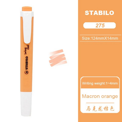 1 τμχ γερμανικό STABILO highlighter Macron χρώμα παστέλ highlighter 275 φορητό χαριτωμένο μαθητικό μαρκαδόρο στυλό σχολικά είδη γραφικής ύλης
