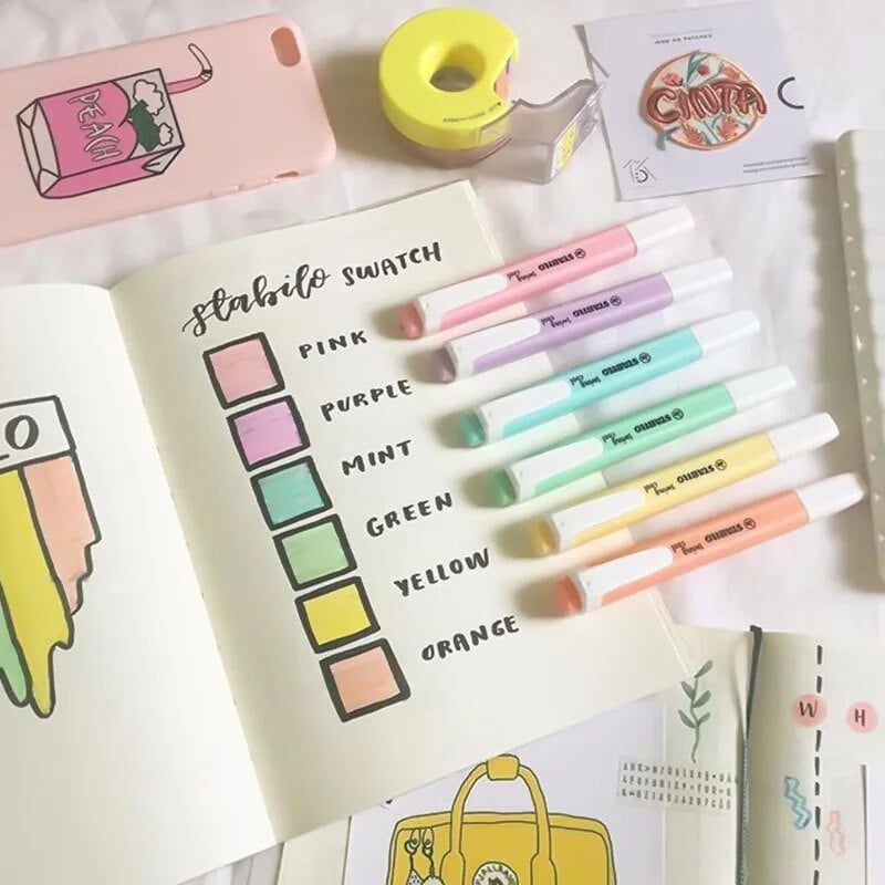 1 τμχ γερμανικό STABILO highlighter Macron χρώμα παστέλ highlighter 275 φορητό χαριτωμένο μαθητικό μαρκαδόρο στυλό σχολικά είδη γραφικής ύλης