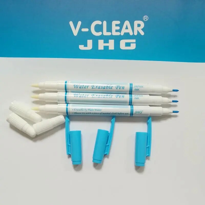 JHG divpusēja 3 gab. ūdens dzēšamā marķiera pildspalva Tailor auduma krāsas marķierim ūdenī šķīstošie marķieri krustdūriena šūšanas rīki