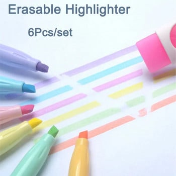 6 цветен комплект изтриваем хайлайтър маркер с наклонен връх офис училище канцеларски арт графити за рисуване живопис детски подарък