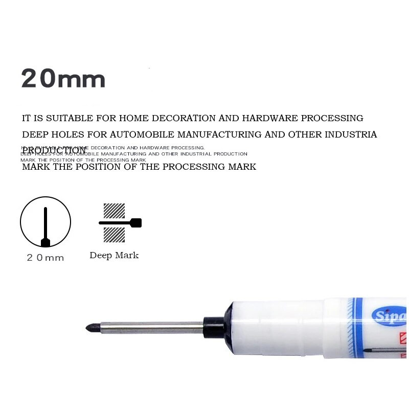 3 gab. 20 mm dziļi urbt caurumu, gara deguna marķiera pildspalvas, melnas krāsainas mājas dekorēšanas piederumu apstrāde, automašīna, grāmatu plaukta zīme