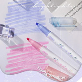 Glitter Marker Highlighter Pliiatsid, peene otsaga, erinevaid fluorestsentsvärve kunstiajakirjade värvimiseks Käsikirjade visandamine