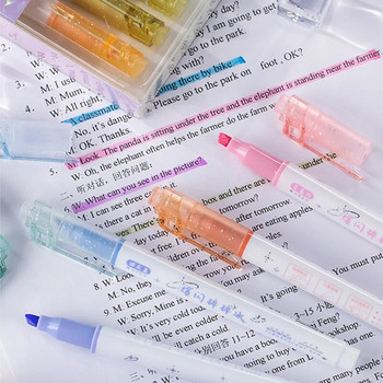 Блестящ маркер Химикалки за хайлайтър, длето с фин връх Разнообразен флуоресцентен цвят за оцветяване на журнал за изкуство Ръчно надписване Скициране