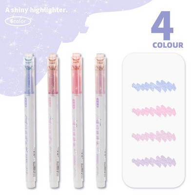 Glitter Marker Highlighter Pliiatsid, peene otsaga, erinevaid fluorestsentsvärve kunstiajakirjade värvimiseks Käsikirjade visandamine