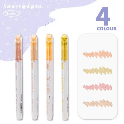 Glitter Marker Highlighter Pliiatsid, peene otsaga, erinevaid fluorestsentsvärve kunstiajakirjade värvimiseks Käsikirjade visandamine