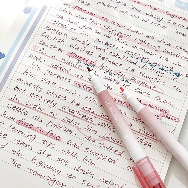 Στυλό επισήμανσης Clear View, Διαφανής μύτη και λεπτή άκρη, Δείκτη διπλών άκρων, με βάση το νερό, χωρίς αιμορραγία, γρήγορο στέγνωμα