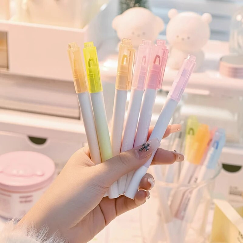 Στυλό επισήμανσης Clear View, Διαφανής μύτη και λεπτή άκρη, Δείκτη διπλών άκρων, με βάση το νερό, χωρίς αιμορραγία, γρήγορο στέγνωμα