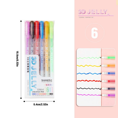 6/12 τμχ 3D Jelly Pens Highlighter for Diary, DIY Creative Art or Painting, Student Adult Art Arts of Graphics
