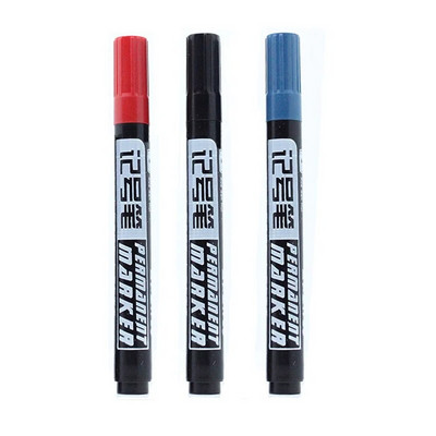 3 gab./komplektā pastāvīgi uzpildāma marķiera pildspalva Ūdensnecaurlaidīga tinte ar smalku punktu eļļas tinte 1,5 mm melna zila sarkana apaļa purngala smalkas krāsas marķiera pildspalvas